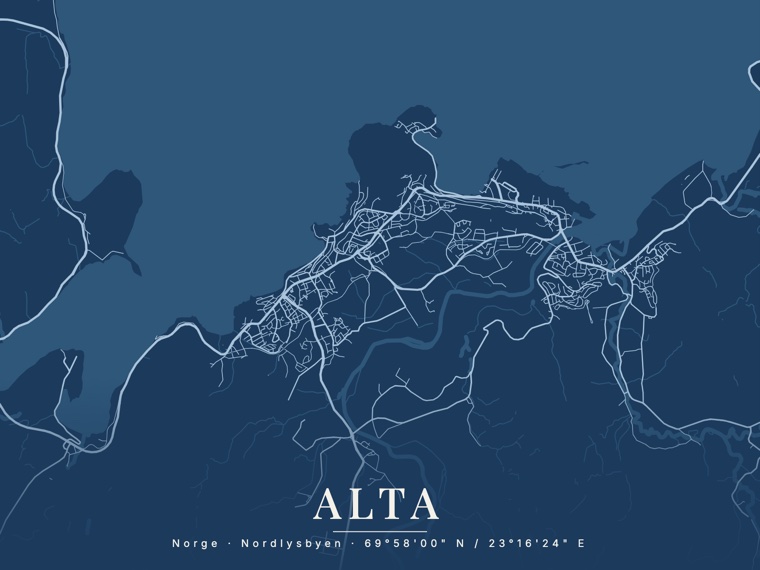 Designplakat av Alta i liggende format