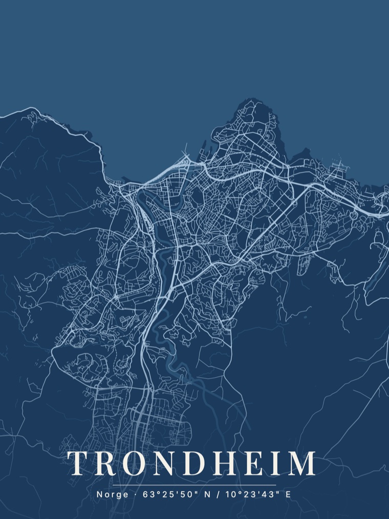 Designplakat av Trondheim, stående format